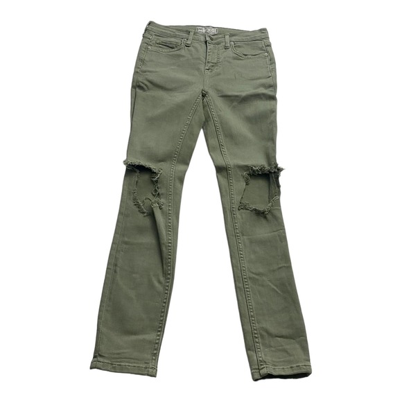 NWOT Free People Distressed Jeans Size 26 Green - Picture 1 of 13